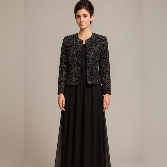 Nah Nah Collection 16 Black Iridescent Sequin Embellished Evening Cocktail - Picture 1 of 6